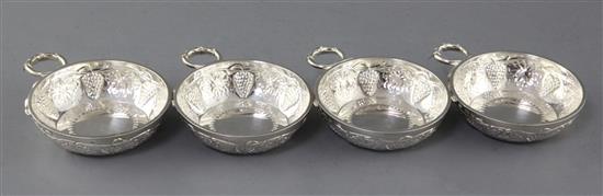 A set of four 1970s silver taste vin, by Tessiers Ltd, 14 oz.